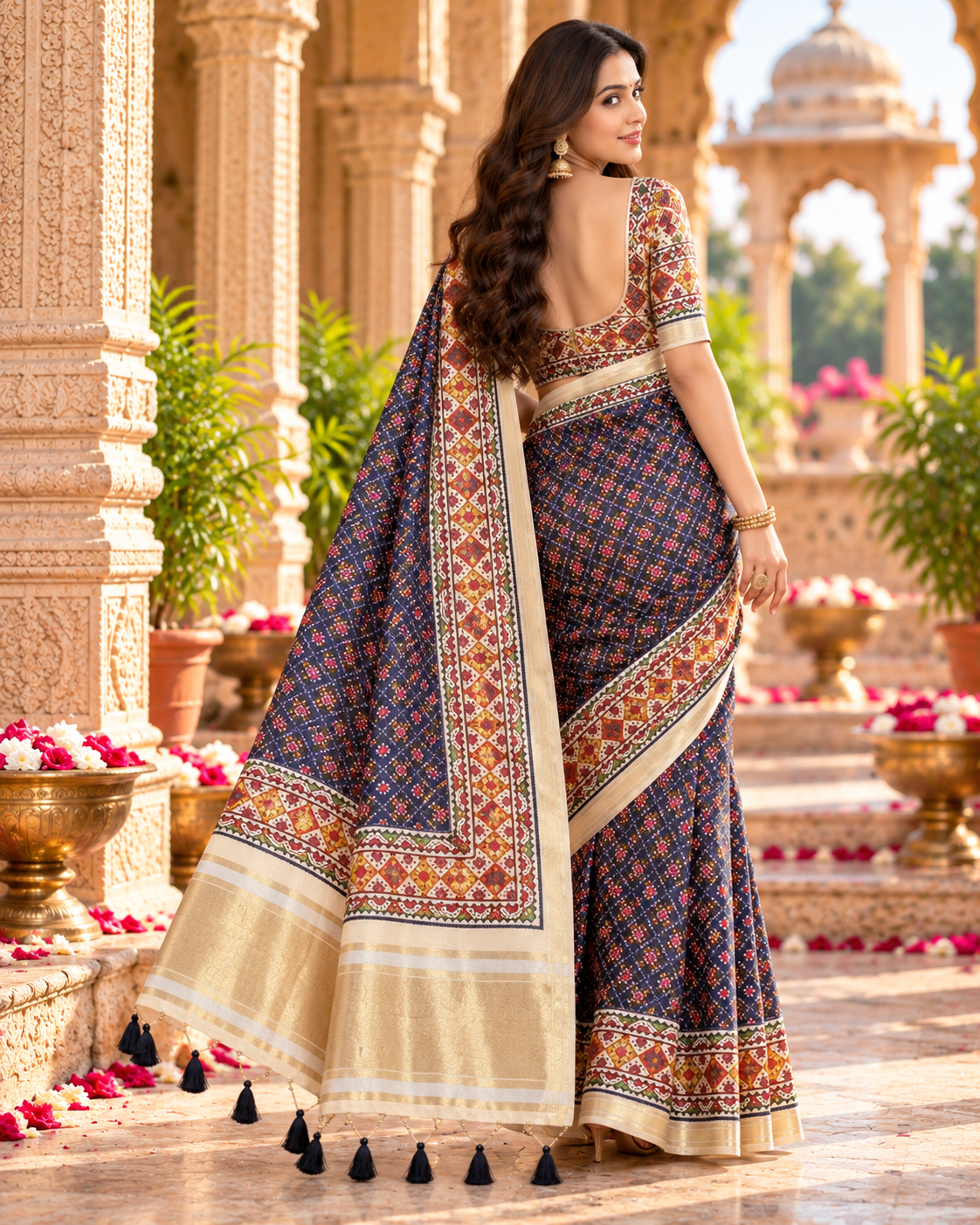 Handloom Silk Zari Border Work Saree With Unstitched Blouse(Purple)