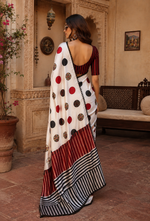 Load image into Gallery viewer, Satin Silk Digital Print Saree With Unstitched Blouse(White)

