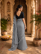Georgette Marshmallow Printed Saree With Unstitched Blouse(White)