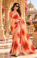 Maheshwari Silk Diamond Cut Work Saree With Unstitched Blouse(Beige)