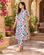 Rayon Kurti Pant Two Piece Set(Pink)