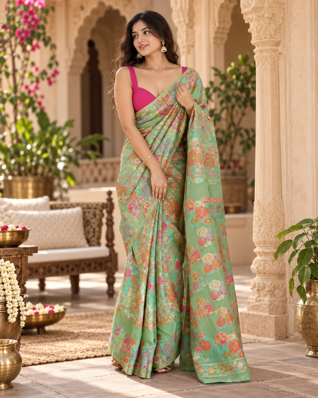 Banarasi Soft Silk Zari Weaving Saree With Unstitched Blouse(Green)