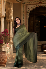 Load image into Gallery viewer, Georgette Ready To Wear Saree With Unstitched Blouse(Green)
