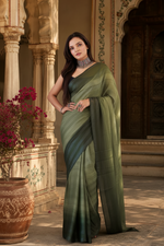 Load image into Gallery viewer, Georgette Ready To Wear Saree With Unstitched Blouse(Green)
