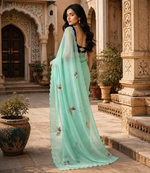 Load image into Gallery viewer, Premium Georgette Floral Print Saree With Unstitched Blouse(Green)
