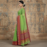 Load image into Gallery viewer, Women's Kota Doria Cotton Bordered Saree With Blouse (Light Green, 5-6 Mtrs) Kashvii
