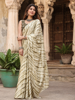 Load image into Gallery viewer, Modern Satin Silk Printed Saree With Unstitched Blouse(Green)
