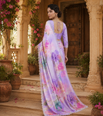 Load image into Gallery viewer, Pure Maheshwari Silk Diamond Cut Work With Unstitched Blouse(Lavender)
