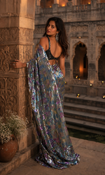 Load image into Gallery viewer, Premium Party Wear Multicolor Sequins Work Saree With Unstitched Blouse(Multicolor)
