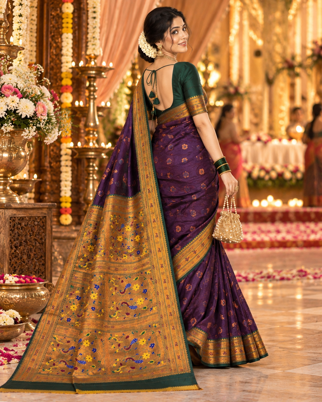 Soft Banarasi Silk Saree With Unstitched Blouse(Wine)