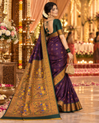 Soft Banarasi Silk Saree With Unstitched Blouse(Wine)