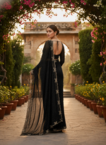 Load image into Gallery viewer, Georgette Saree With Unstitched Blouse(Black)
