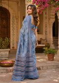 Soft Pure Cotton Bagru-Printed Saree With Unstitched Blouse(Sky Blue)