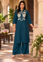 Stylish Cotton Kurti Palazzo Set(Morpich)