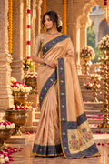 Premium Tissue Silk Saree With Unstitched Blouse(Peach)