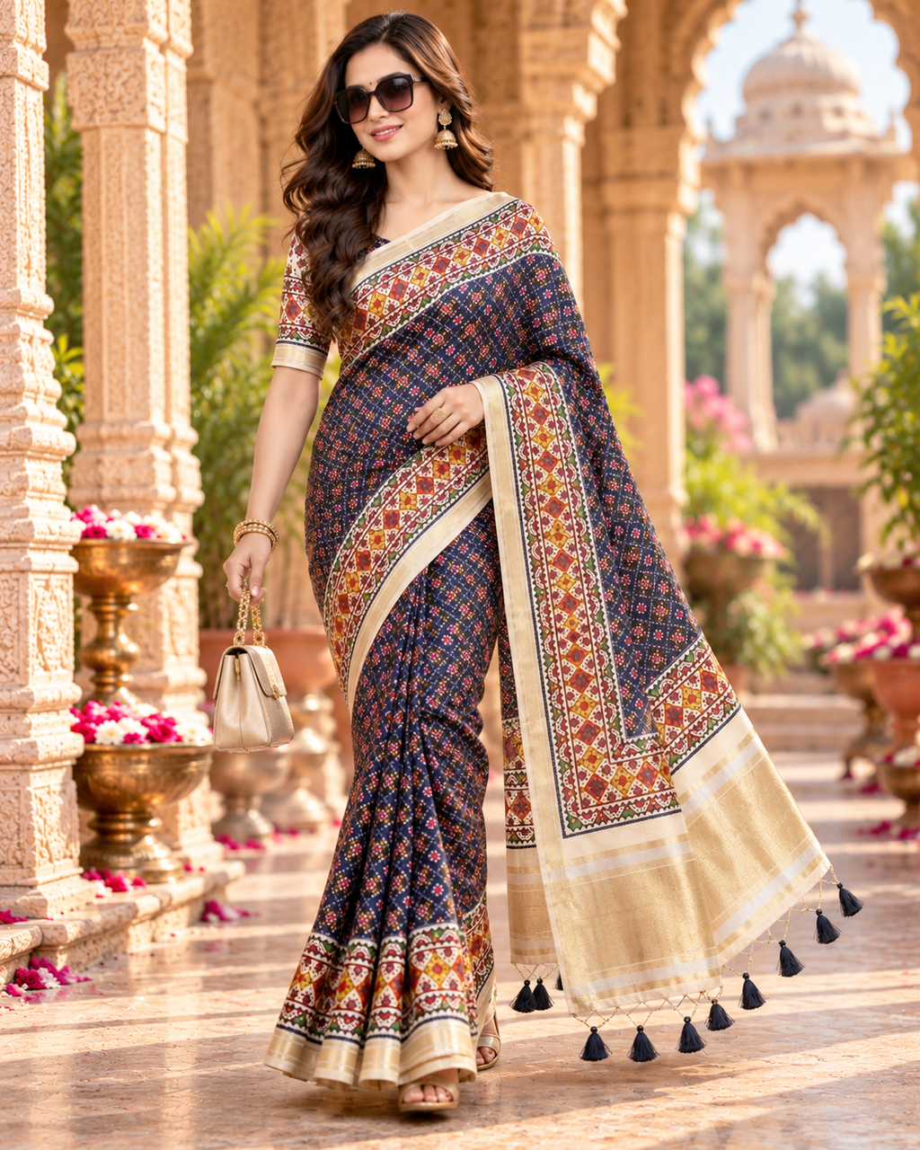 Handloom Silk Zari Border Work Saree With Unstitched Blouse(Purple)