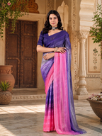 Premium Dual Tone Silk Saree With Unstitched Blouse(Pink)
