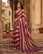 Load image into Gallery viewer, Sattin Dual Shed With Heavy Val Siroski Diamond Work  Saree  With Unstitched Blouse (Wine)
