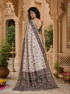 Silk Blend Jacquard Weaving Zari Border Saree With Unstitched Blouse(Green)