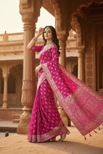 Load image into Gallery viewer, Women's Satin Printed Saree With Unstitched Blouse 5.5Mtr (Rani) Kashvii
