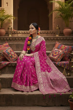 Load image into Gallery viewer, Women's Satin Printed Saree With Unstitched Blouse 5.5Mtr (Rani) Kashvii
