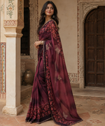 Load image into Gallery viewer, Georgette Floral Printed Saree With Unstitched Blouse(Rani)
