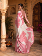 Japan Satin Printed Saree With Unstitched Blouse(Pink)