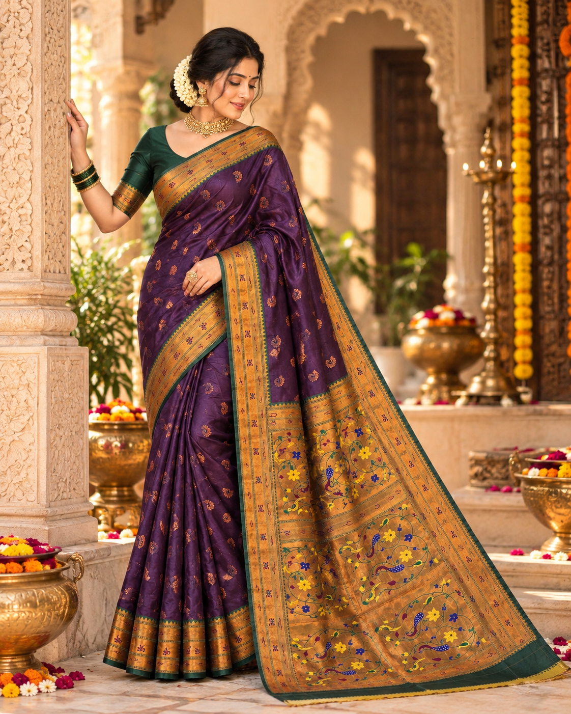 Soft Banarasi Silk Saree With Unstitched Blouse(Wine)