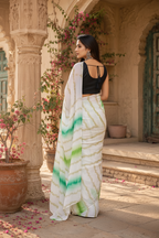 Georgette Ready To Wear Saree With Unstitched Blouse(Green)