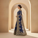 Load image into Gallery viewer, Women's Net Saree With Blouse (Navy Blue, 5-6Mtrs) Kashvii
