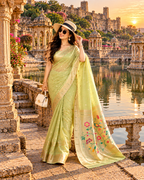 Premium Paithani Silk Butti Jari Work Saree With Unstitched Blouse (Apricot Peach)