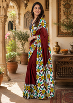 Load image into Gallery viewer, Soft Mulmul Cotton Block Printed Saree With unstitched Blouse(Red)
