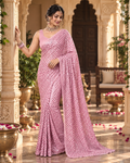 Premium Fancy Silk Party Wear Saree With Unstitched Blouse(Pink)