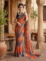 Load image into Gallery viewer, Soft Georgette Ready To Wear Saree With Unstitched Blouse(Orange)
