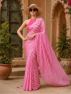 Satin Silk Party Wear Saree With Unstitched Blouse(Pink)