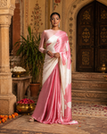 Japan Satin Printed Saree With Unstitched Blouse(Pink)