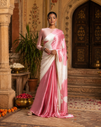 Japan Satin Printed Saree With Unstitched Blouse(Pink)
