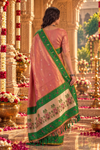 Premium Tissue Silk Saree With Unstitched Blouse(Pink)