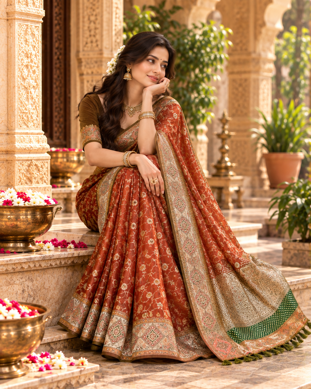 Premium Satin Silk Zari Weaving Border Saree With Unstitched Blouse(Red)