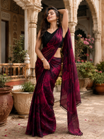 Load image into Gallery viewer, Satin Silk Party Wear Saree  With Unstitched Blouse(Red)
