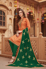 Load image into Gallery viewer, Women's Banarasi Jacquard Unstitched Salwar-Suit Material With Dupatta (Oranage, 2-2.5mtrs) Kashvii
