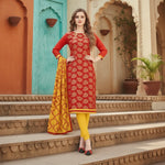 Load image into Gallery viewer, Women's Banarasi Jacquard Unstitched Salwar-Suit Material With Dupatta (Red, 2-2.5mtrs) Kashvii
