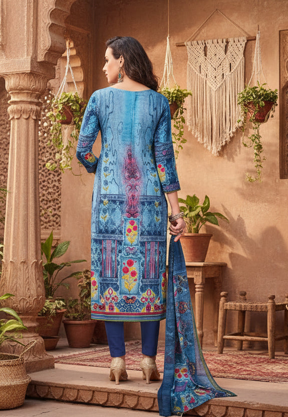 Women's Cotton Unstitched Salwar-Suit Material With Dupatta (Multi, 2-2.5mtrs) Kashvii