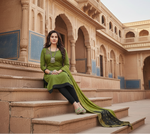 Load image into Gallery viewer, Women's Slub Cotton Unstitched Salwar-Suit Material With Dupatta (Green, 2-2.5mtrs) Kashvii
