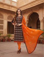 Load image into Gallery viewer, Women's Banarasi Jacquard Unstitched Salwar-Suit Material With Dupatta (Brown, 2-2.5mtrs) Kashvii
