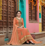 Load image into Gallery viewer, Women's Chanderi Cotton Unstitched Salwar-Suit Material With Dupatta (Oranage, 2-2.5mtrs) Kashvii
