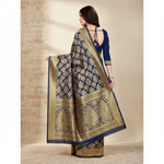 Load image into Gallery viewer, Women's Banarasi silk Saree with Blouse (Navy blue, 5-6mtr) Kashvii
