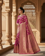 Load image into Gallery viewer, Women's Banarasi silk Saree with Blouse (Wine, 5-6mtr) Kashvii
