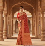 Load image into Gallery viewer, Women's Banarasi silk Saree with Blouse (Red,black, 5-6mtr) Kashvii
