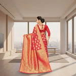 Load image into Gallery viewer, Women's Banarasi silk Saree with Blouse (Red, 5-6mtr) Kashvii
